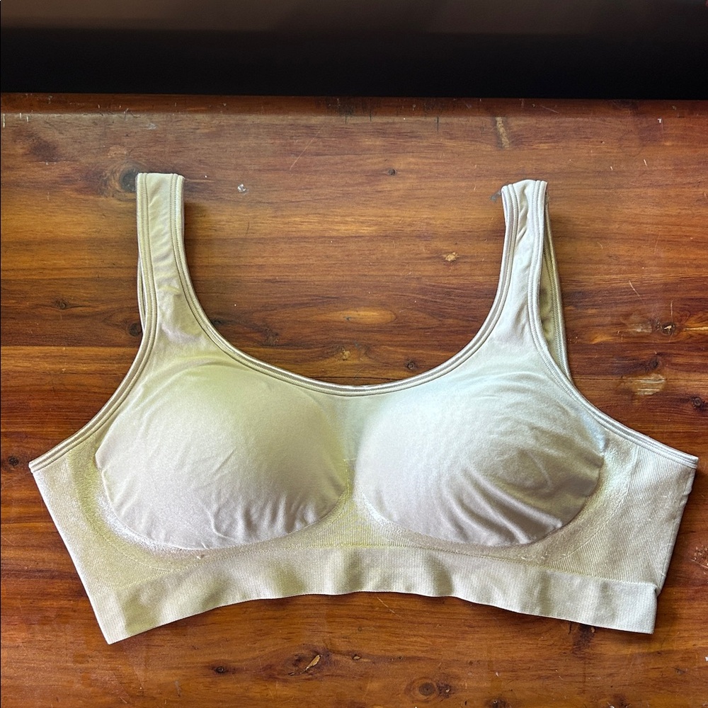 BALI Unwired Elastic Band Cream 3-Closure Cupped Bra Women's XL